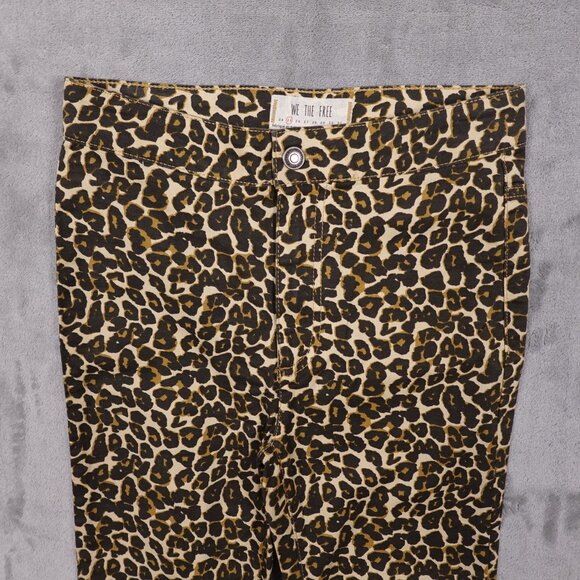 Free People pants high rise skinny crop women's 25 cheetah print - Picture 2 of 13